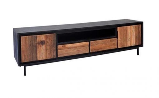 tv-meubel-Arki-180-zwart-mangohout-gerecycled-teakhout